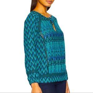 PRANA Tocana Peasont Woven Blue Top Size XL.